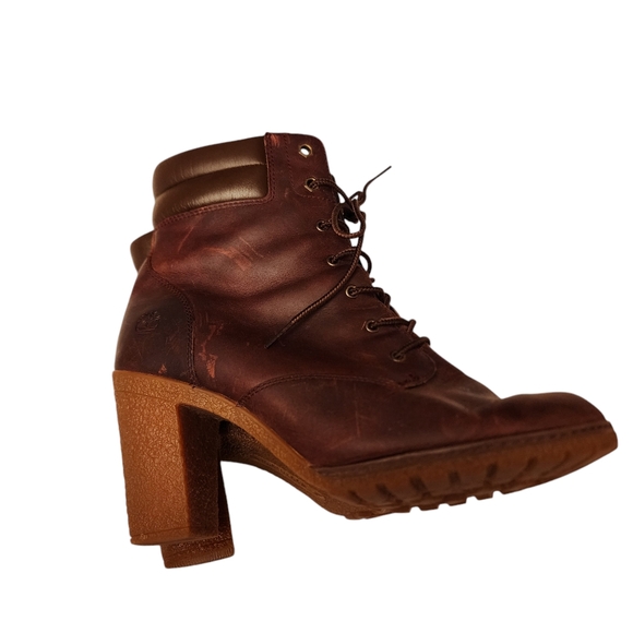 Timberland Women's Tillston Brown Leather Heeled Boots 10 - Picture 10 of 10